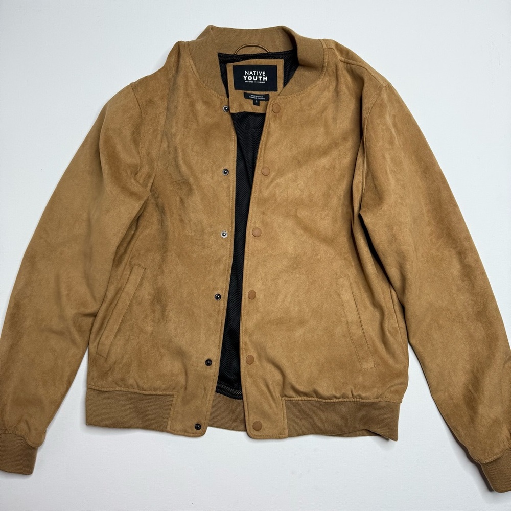 Native Youth X UO Urban Outfitters Faux Suede Bomber Jacket Y2K - Picture 2 of 4
